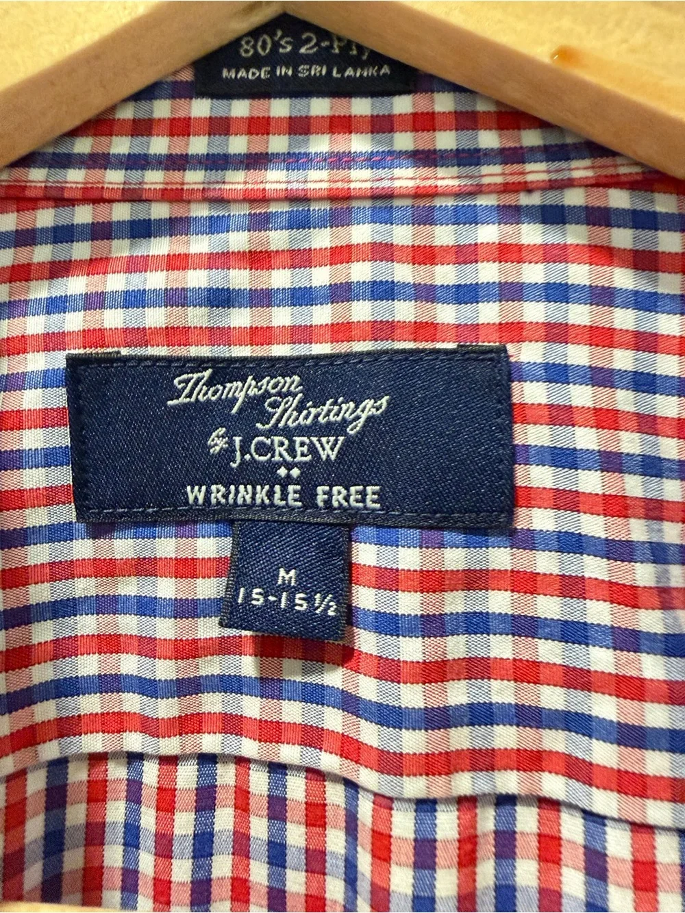 J. Crew Thompson Shirtings Red and Blue Gingham Button-Down Shirt